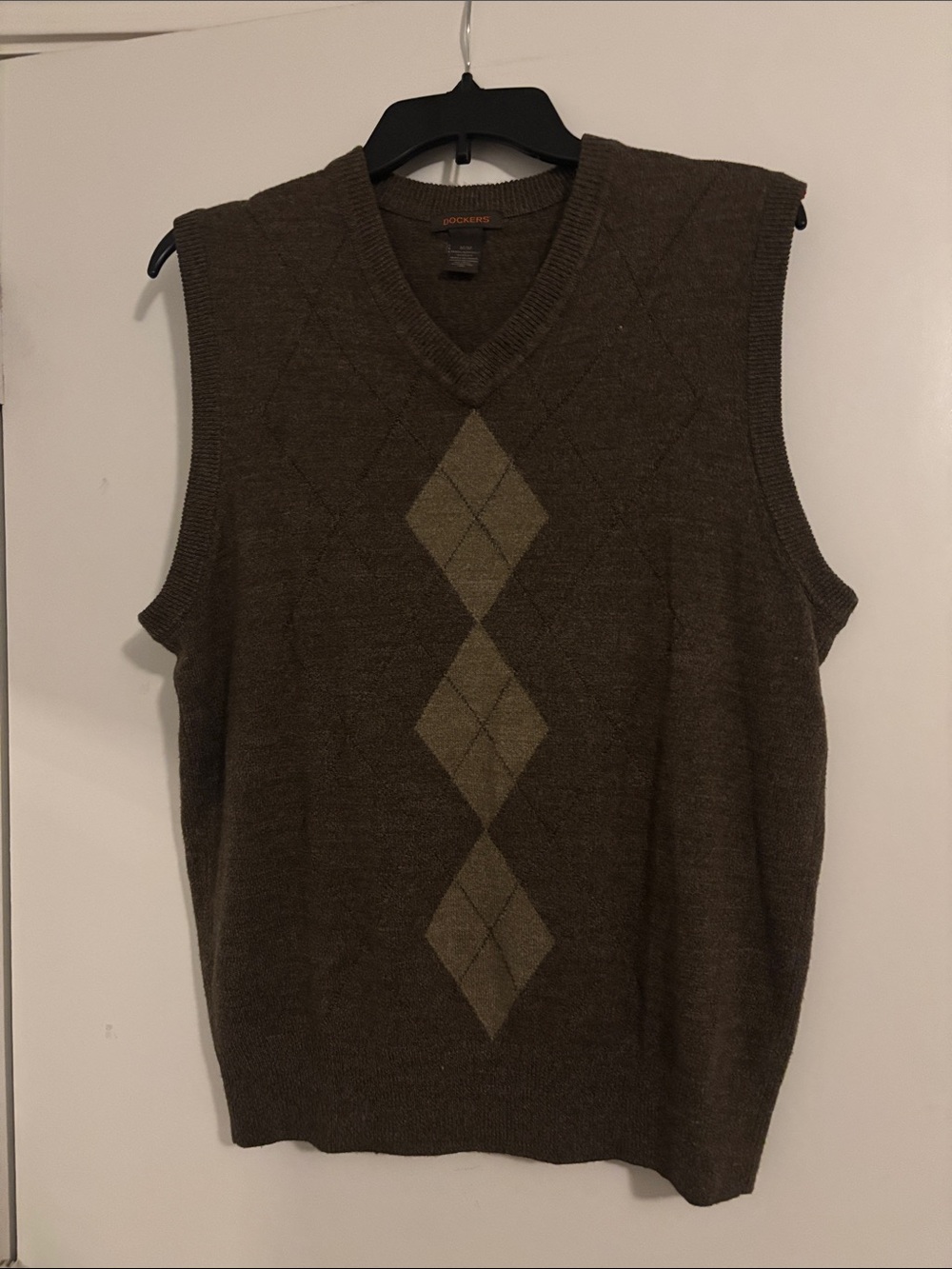Dockers Brown Argyle V-Neck Sweater Vest